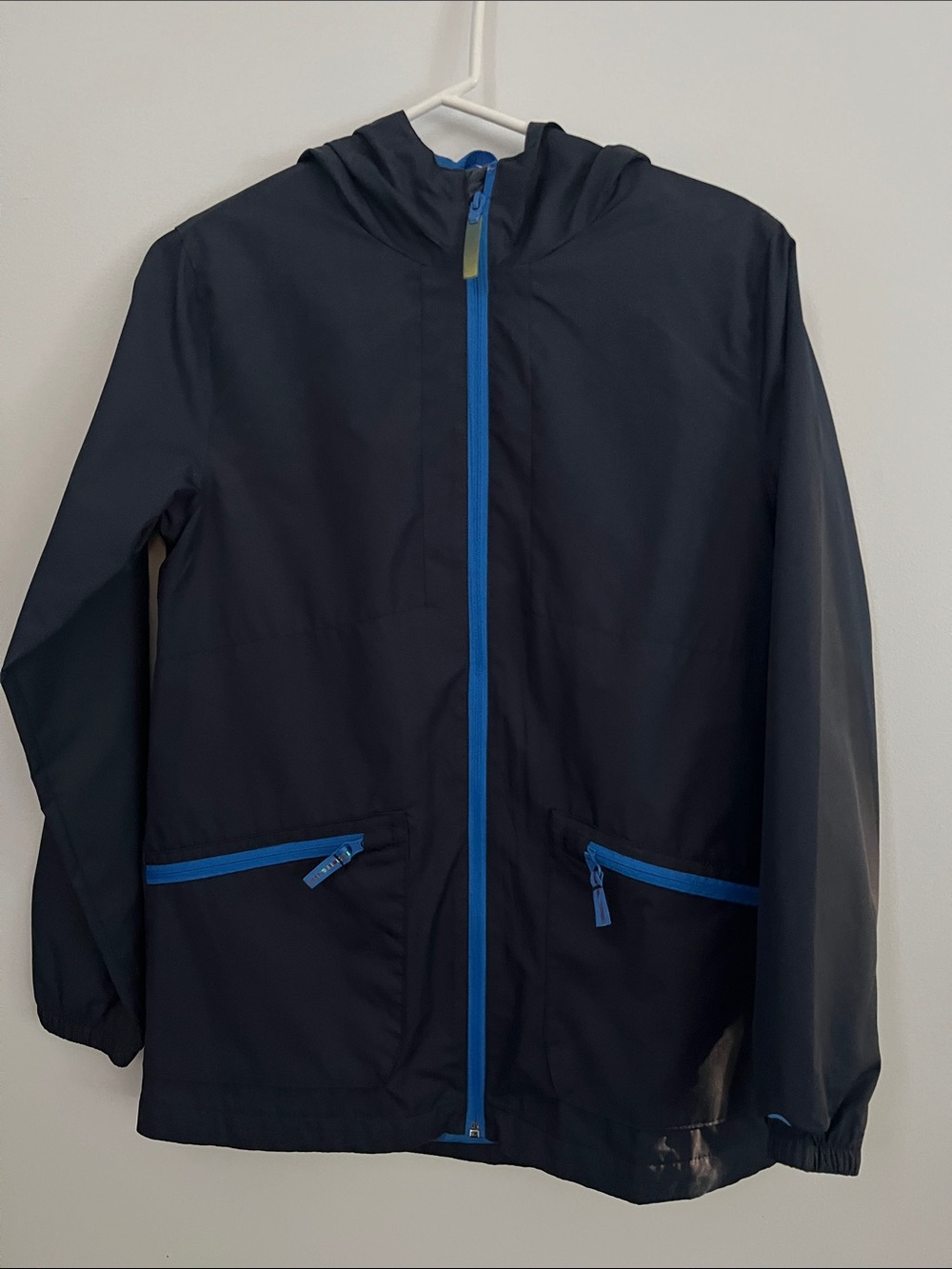 Champion Navy Kids Rain Jacket with Bright Blue Trim